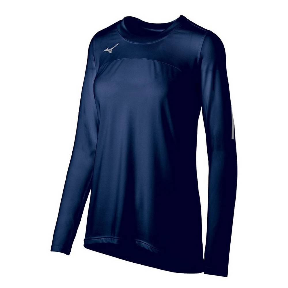 Womens Mizuno Techno VII Long Sleeve Volleyball Jersey Navy Philippines (CDUMNJ302)